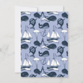 Baby shower de baleines marines bleu Invitation (Dos)