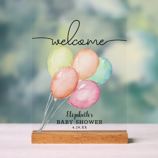 Baby shower de ballons d'aquarelle Bienvenue (Neutre)
