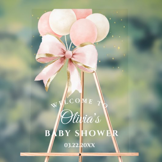 Baby shower de ballons rose Bow Welcome Signal acr (Neutre)