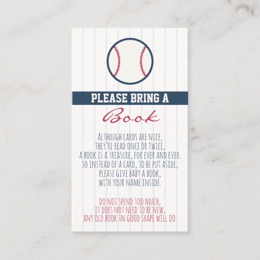 Baby shower de baseball Apportez une carte de livr (Devant)
