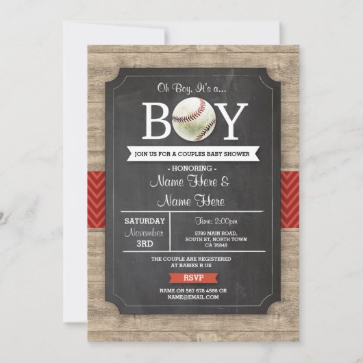 Baby shower de baseball Boy Red Sports Invitation (Devant)