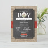 Baby shower de baseball Boy Red Sports Invitation (Debout devant)