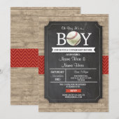 Baby shower de baseball Boy Red Sports Invitation (Devant / Derrière)