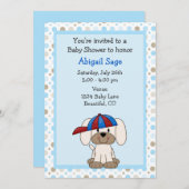 Baby shower de baseball de puppy Invitation pour l (Devant / Derrière)