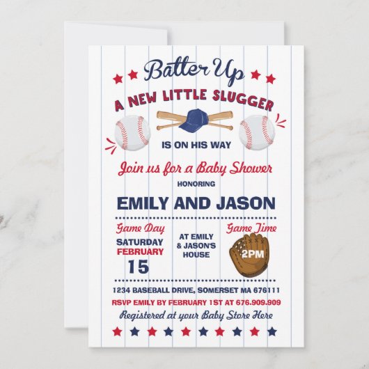 Baby shower de baseball Invitation Baseball Douche (Devant)