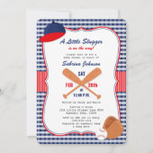 Baby shower de baseball Invitation Blue Red En vic (Devant)