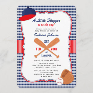 Baby shower de baseball Invitation Blue Red En vic