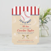 Baby shower de baseball Invitation Style de billet (Debout devant)