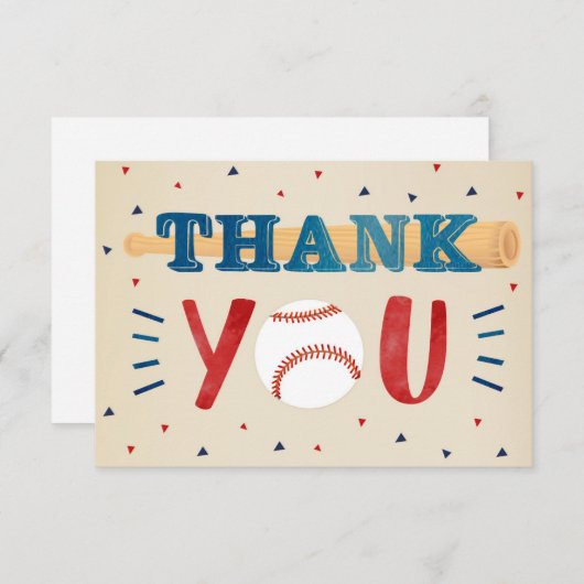 Baby shower De Baseball Merci Cartes De Notes (Devant / Derrière)