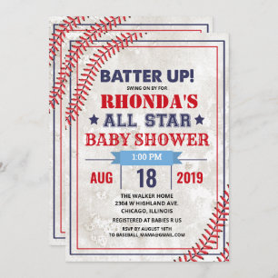 Baby shower de baseball Vintage Grunge Invitation