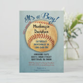 Baby shower de baseball vintage Invitation Boy Spo (Debout devant)