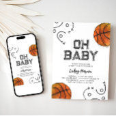 Baby shower de basket-ball aquarelle Invitation