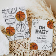 Baby shower de basket-ball aquarelle Invitation