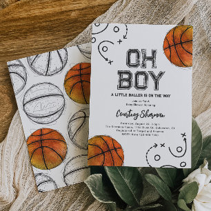 Baby shower de basket-ball aquarelle Invitation