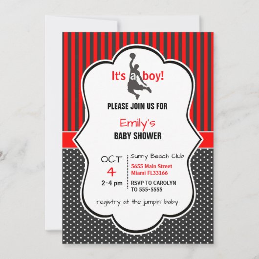 Baby shower de basket-ball - Carte d'invitation (Devant)