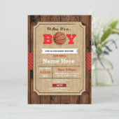Baby shower de basket Blue Sports Wood Invitation (Debout devant)