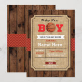 Baby shower de basket Blue Sports Wood Invitation (Devant / Derrière)