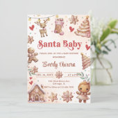 Baby shower de biscuits de Noël rose Invitation (Debout devant)