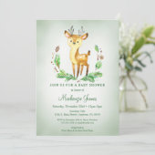 Baby shower de bois de cerf Invitation vert (Debout devant)