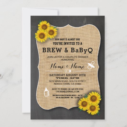 Baby shower de brasserie et BABYQ Chalk Invitation (Devant)