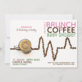 BABY SHOWER de Brunch au CAFÉ Invitation Pink Gree (Devant)