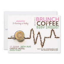 BABY SHOWER de Brunch au CAFÉ Invitation Pink Gree