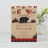 Baby shower de bûcheron Plaid Invitation (Debout devant)