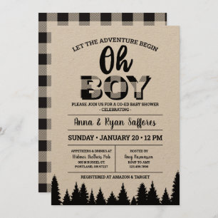 Baby shower de Buffle Noir Plaid Invitation Oh Gar