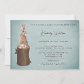 Baby shower de Bunny de bois | Invitation Turquois (Devant)
