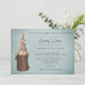 Baby shower de Bunny de bois | Invitation Turquois (Debout devant)