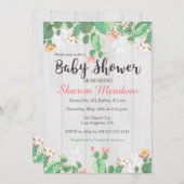 Baby shower de cactus floraux doux Invitation (Devant / Derrière)
