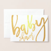 Baby shower de calligraphie Invitation Gold Foil C (Devant avec enveloppe)
