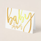 Baby shower de calligraphie Invitation Gold Foil C (Devant)