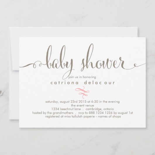 Baby shower de calligraphie Whimsical Invitation (Devant)