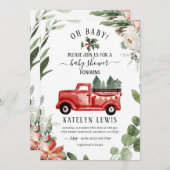 Baby shower de camion de Noël Invitation Oh bébé (Devant / Derrière)