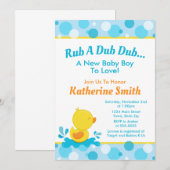 Baby shower de canard Invitation Bébé Canard Garço (Devant / Derrière)