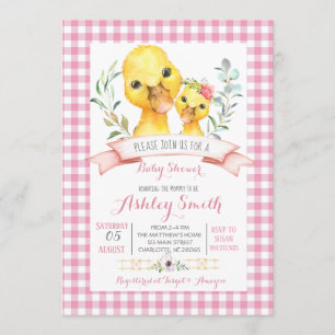 baby shower de canard Invitation fille rose