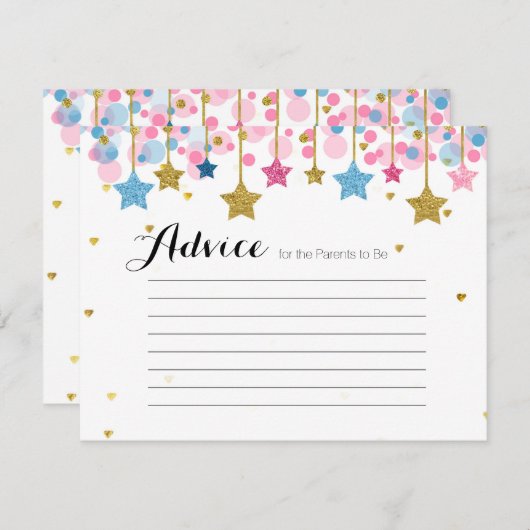 Baby shower de carte conseil Twinkle Pink blue (Devant / Derrière)