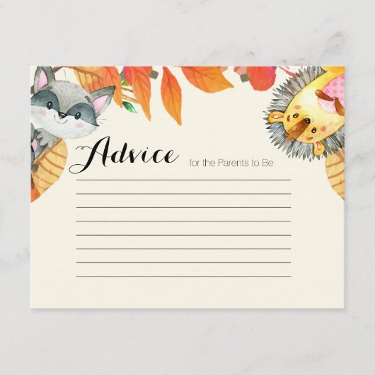 Baby shower de carte de conseil animal Citrouille (Devant)