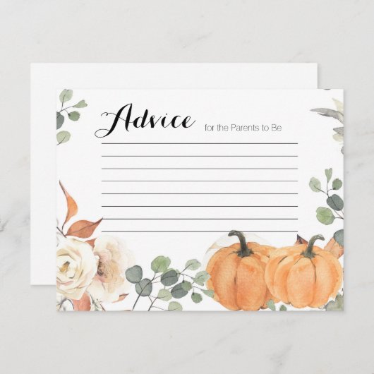Baby shower de carte de conseil citrouille rustiqu (Devant / Derrière)