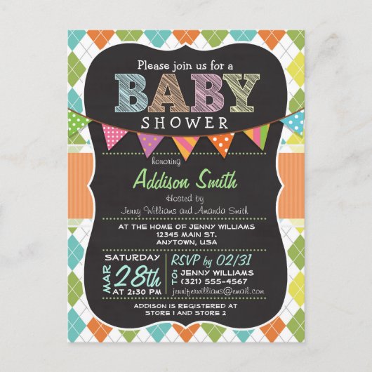 Baby shower de carte postale; invitation de Jacqua (Devant)