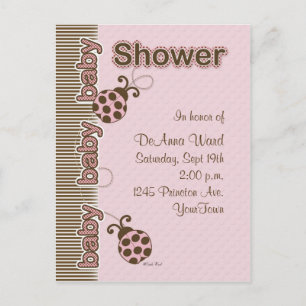 Baby shower de carte postale Ladybug en rose