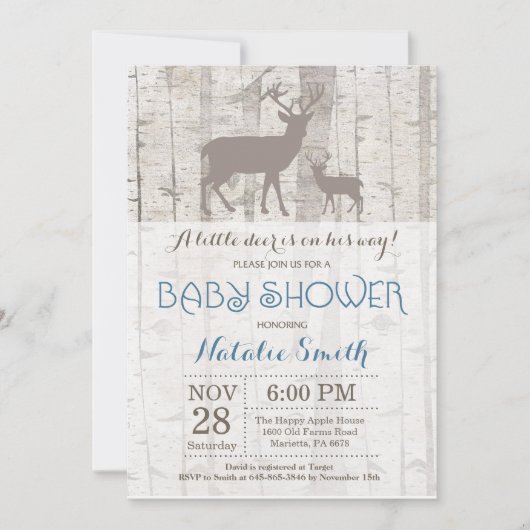 Baby shower de cerfs Boy Invitation Bois rustique (Devant)