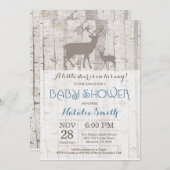 Baby shower de cerfs Boy Invitation Bois rustique (Devant / Derrière)