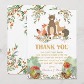 Baby shower de cerfs de bois Carte de remerciement (Devant / Derrière)