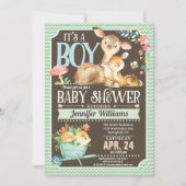 Baby shower de cerfs de bois Invitation Garçon (Devant)