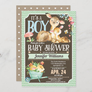 Baby shower de cerfs de bois Invitation Garçon