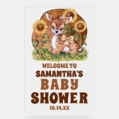 Baby shower de cerfs de tournesol en bois rustique (Recto)