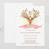 Baby shower de cerfs Invitation Woodland Antlers G (Devant / Derrière)