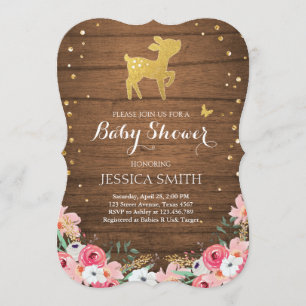 baby shower de cerfs invitation Woodland Girl Flor